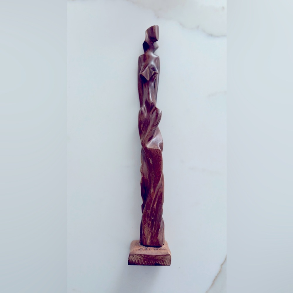 Abstract Brown Wooden Sculpture (Cuba) - 11in tall